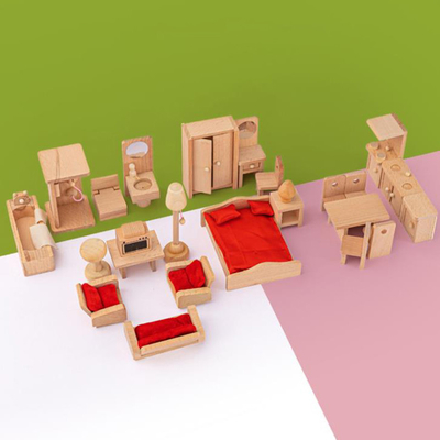 Ξύλινα επιτραπέζια έπιπλα τραπεζαρίας Dollhouse για την εκπαίδευση δώρων παιδιών