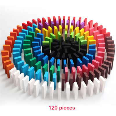 Ξύλινες δομικές μονάδες 120Pcs ντόμινο ουράνιων τόξων για τα παιδιά εκπαιδευτικά