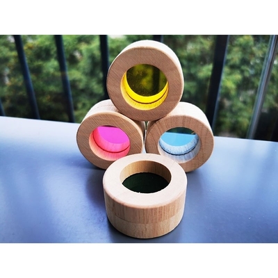 Παιδιών Montessori ξύλινο στερεό λαστιχένιο ξύλο φραγμών καθρεφτών ουράνιων τόξων παιχνιδιών αισθητήριο που συσσωρεύει τον ακρυλικό στοιβαχτή Buliding εκπαιδευτικό