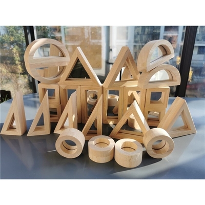 Παιδιών Montessori ξύλινο στερεό λαστιχένιο ξύλο φραγμών καθρεφτών ουράνιων τόξων παιχνιδιών αισθητήριο που συσσωρεύει τον ακρυλικό στοιβαχτή Buliding εκπαιδευτικό