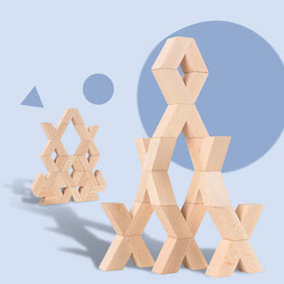 16pcs Β ξύλινοι Montessori μωρών παιχνιδιών δομικών μονάδων μορφής φυσικοί μεγάλοι ξύλινοι τρισδιάστατοι φραγμοί συσσώρευσης Unpaint εκπαιδευτικοί