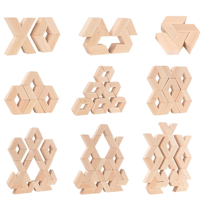 16pcs Β ξύλινοι Montessori μωρών παιχνιδιών δομικών μονάδων μορφής φυσικοί μεγάλοι ξύλινοι τρισδιάστατοι φραγμοί συσσώρευσης Unpaint εκπαιδευτικοί