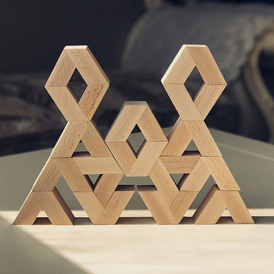 16pcs Β ξύλινοι Montessori μωρών παιχνιδιών δομικών μονάδων μορφής φυσικοί μεγάλοι ξύλινοι τρισδιάστατοι φραγμοί συσσώρευσης Unpaint εκπαιδευτικοί