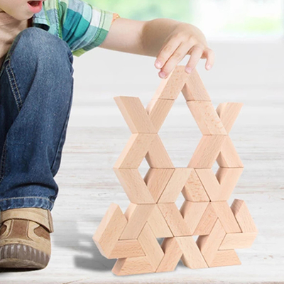 16pcs Β ξύλινοι Montessori μωρών παιχνιδιών δομικών μονάδων μορφής φυσικοί μεγάλοι ξύλινοι τρισδιάστατοι φραγμοί συσσώρευσης Unpaint εκπαιδευτικοί