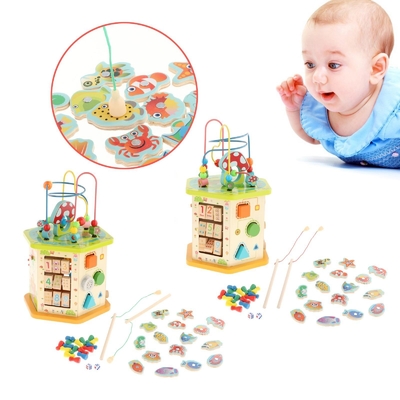 Μεγάλος ξύλινος κύβος δραστηριότητας Montessori για το νέο νήπιο μωρών παιδιών έτους