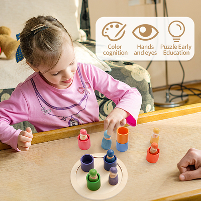 Montessori εκπαιδευτικά ξύλινα ουράνιων τόξων παιδιά γρίφων παιχνιδιών φραγμών μετρώντας