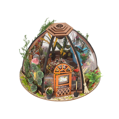 Ξύλινο DIY μικροσκοπικό Dollhouse με την ελαφριά μπαταρία των οδηγήσεων εργαλείων κηπουρικής επίπλων