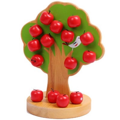 Ξύλινα παιχνίδια μωρών Montessori δέντρων της Apple για τα φρούτα επιλογών παιδιών εκπαιδευτικά