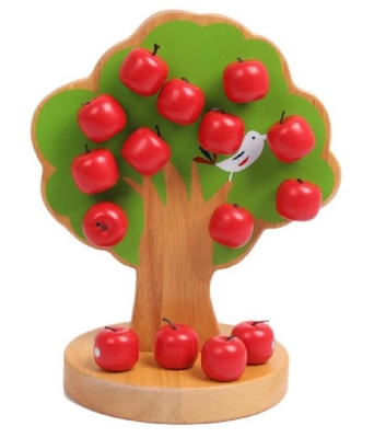 Ξύλινα παιχνίδια μωρών Montessori δέντρων της Apple για τα φρούτα επιλογών παιδιών εκπαιδευτικά