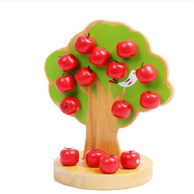 Ξύλινα παιχνίδια μωρών Montessori δέντρων της Apple για τα φρούτα επιλογών παιδιών εκπαιδευτικά