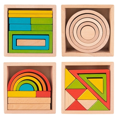 Ξύλινοι να τοποθετηθεί στοιβαχτών φραγμοί Montessori γρίφων που συσσωρεύουν το παιχνίδι για τον παιδικό σταθμό