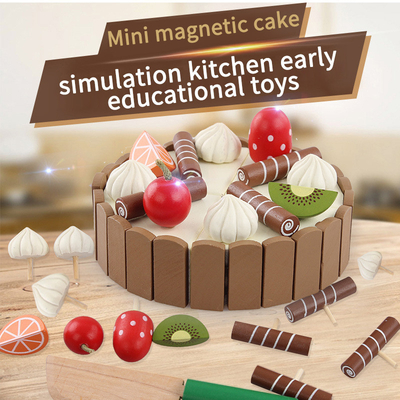 17PCS ξύλινη μίνι κουζίνα καθορισμένο DIY προσομοίωσης μαγνητική για πρόωρο εκπαιδευτικό